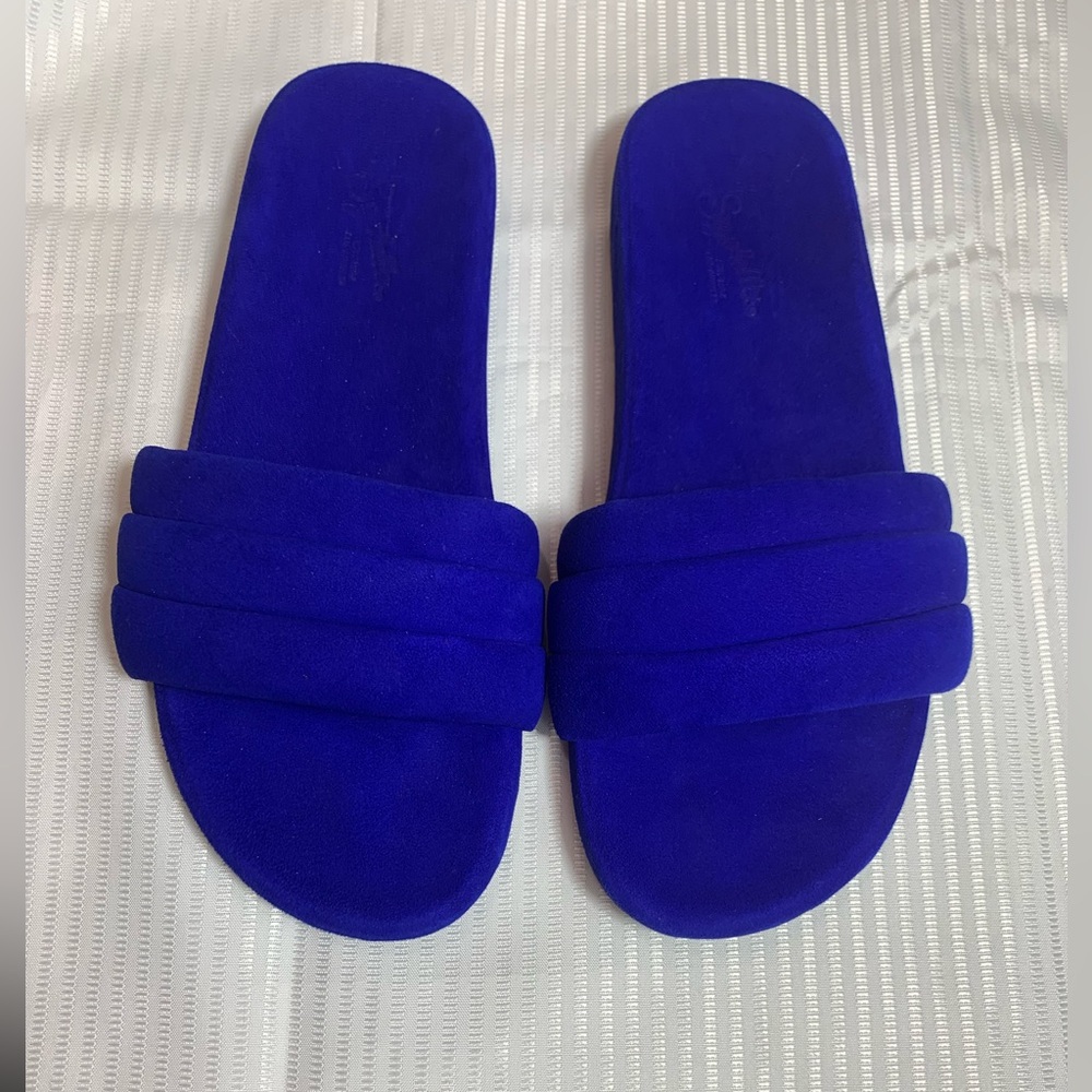 SEYCHELLES Cobalt Leather Suede Low Key Slide. Excellent condition SZ 8.